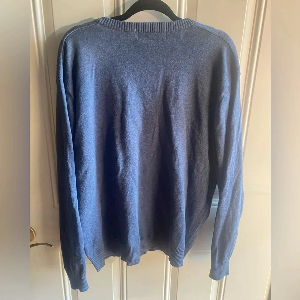Oscar De La Renta Men's Size XXL Argyle Sweater Blue Pullover Warm Preppy